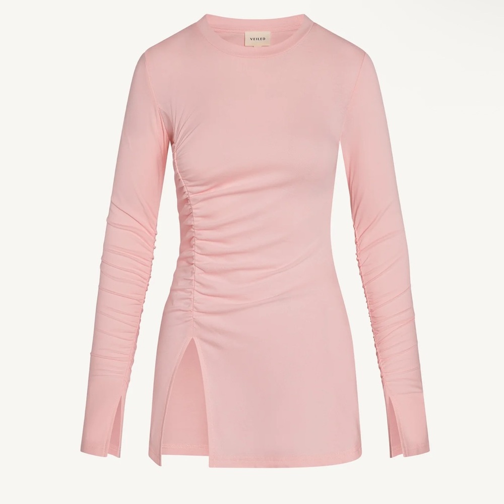 Veiled pink long sleeve top. New with tags. Small. - Picture 2 of 6